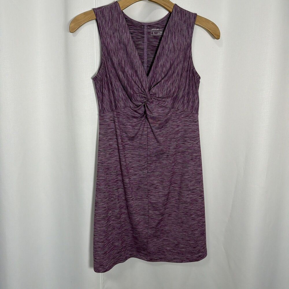 Eddie Bauer Twist Front Dress PM Sporty Purple Space Dye V-Neck Sleeveless Knit